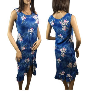 Two Palms Hawaiian Asymmetrical Hem Rayon Dress M